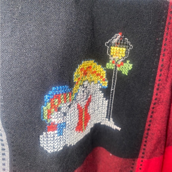 Dress barn size 3X Christmas plaid holiday button down plus size cross stitched - Picture 3 of 13